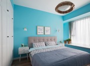 温馨清爽欧式风格110平米三居室卧室背景墙装修效果图