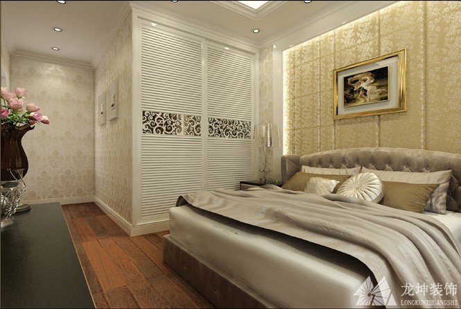 摩登精致欧式风格140平米三居室卧室背景墙装修效果图