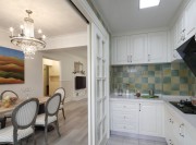 清新舒适欧式风格110平米三居室厨房橱柜装修效果图