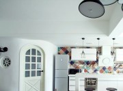 清新休闲北欧风90平米复式厨房橱柜装修效果图