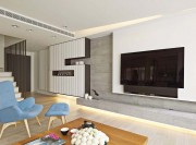 清新淡雅北欧风格90平米复式客厅电视背景墙装修效果图