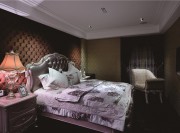 柔和奢华欧式风格300平米别墅卧室背景墙装修效果图