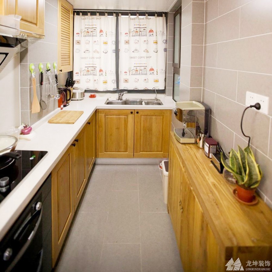 古典昏黄中式风格70平米一居室厨房橱柜装修效果图