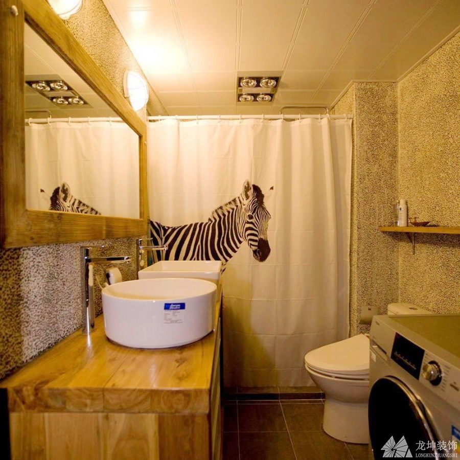 古典昏黄中式风格70平米一居室卫生间浴室柜装修效果图
