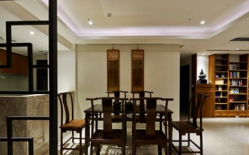 中式古色优雅90平米二居室餐厅背景墙装修效果图