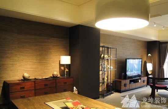 时尚简明中式风格90平米二居室客厅装修效果图