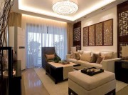 时尚现代中式风格90平米二居室客厅背景墙装修效果图