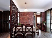 质朴混搭中式风格90平米二居室餐厅背景墙装修效果图