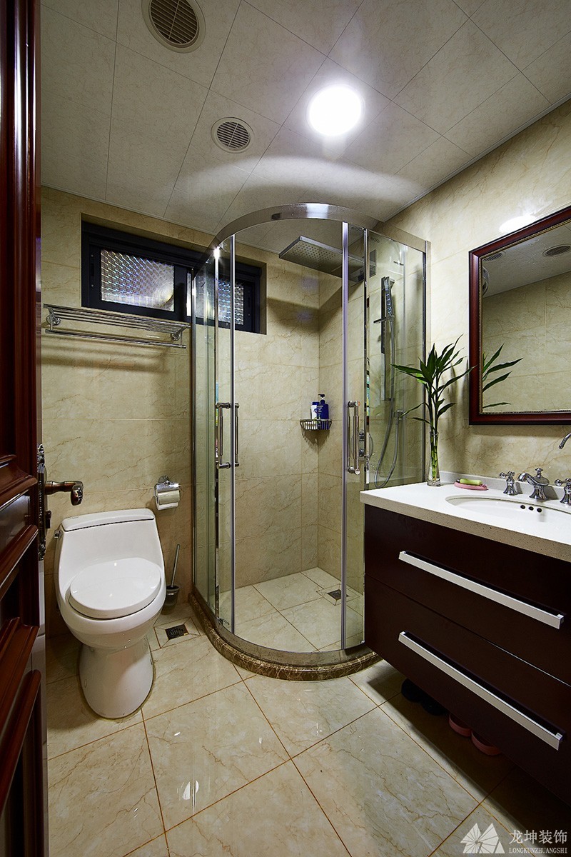 中式典雅大方90平米二居室卫生间浴室柜装修效果图