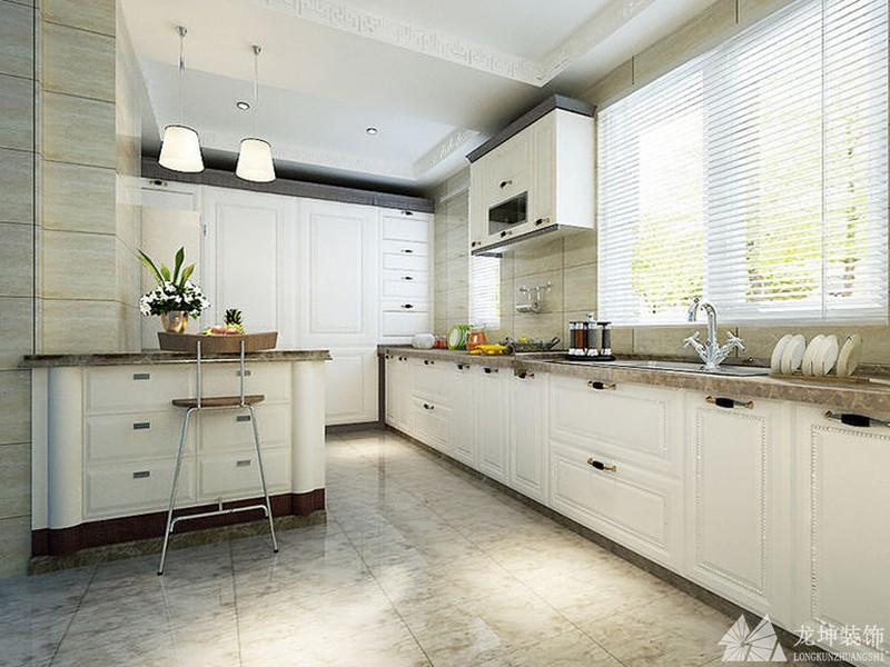 典雅沉稳中式130平米三居室厨房橱柜装修效果图