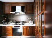 中式复古情结30平米三居室厨房橱柜装修效果图