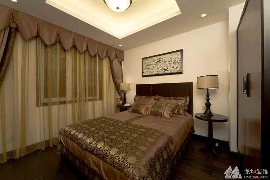 古典精致中式风格130平米四居室卧室背景墙装修效果图