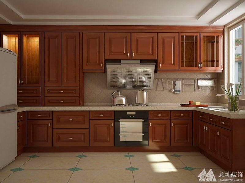 深沉雅致中式风格110平米三居室厨房橱柜装修效果图
