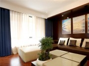 中式复古情结30平米三居室客厅窗帘装修效果图