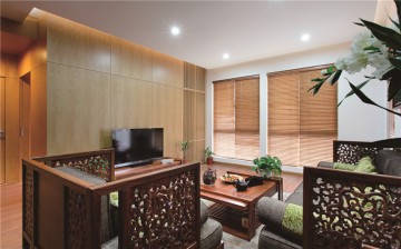 雅美自然东南亚风格100平米三居室书房背景墙装修效果图