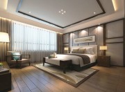 中式典雅大气120平米三居室卧室吊顶装修效果图