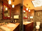 红色古朴中式120平米三居室卫生间浴室柜装修效果图