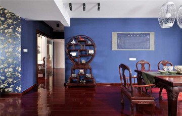蓝色文雅中式风格90平米二居室装修效果图