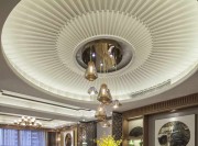 精致书香中式风格130平米三居室餐厅吊顶装修效果图