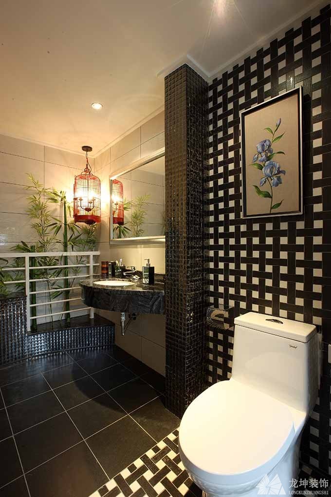 中式典雅唯美220平米别墅卫生间浴室柜装修效果图