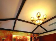 暗红古风中式300平米别墅卧室背景墙装修效果图
