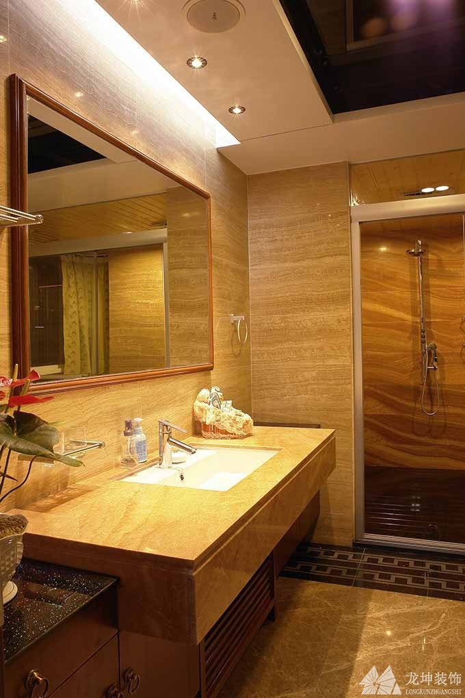 中式热情大方300平米别墅卫生间浴室柜装修效果图