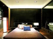 中式文雅气质240平米别墅卧室背景墙装修效果图