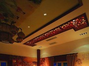 暗红古风中式300平米别墅客厅吊顶装修效果图