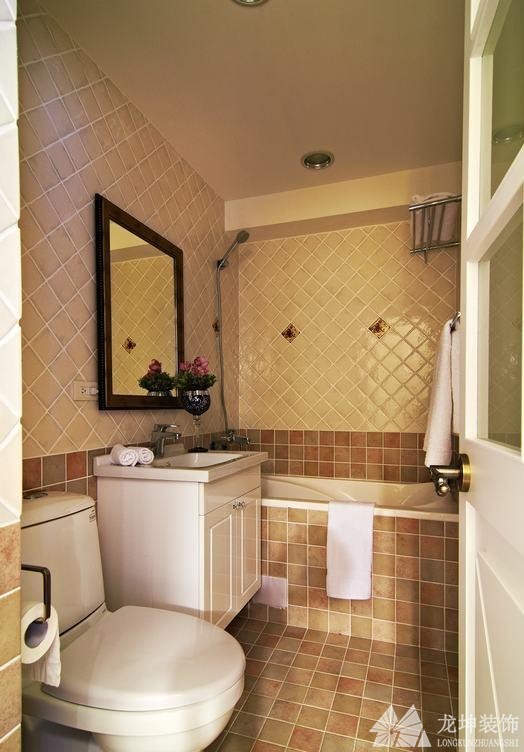 雅致乡村田园风格70平米一居室卫生间浴室柜装修效果图