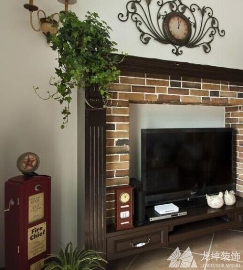 简洁舒适田园风格60平米一居室客厅电视背景墙装修效果图