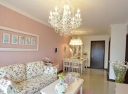 粉色温馨田园风格70平米二居室客厅吊顶装修效果图