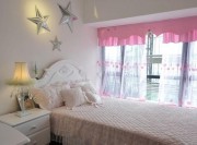 粉色温馨田园风格70平米二居室卧室背景墙装修效果图