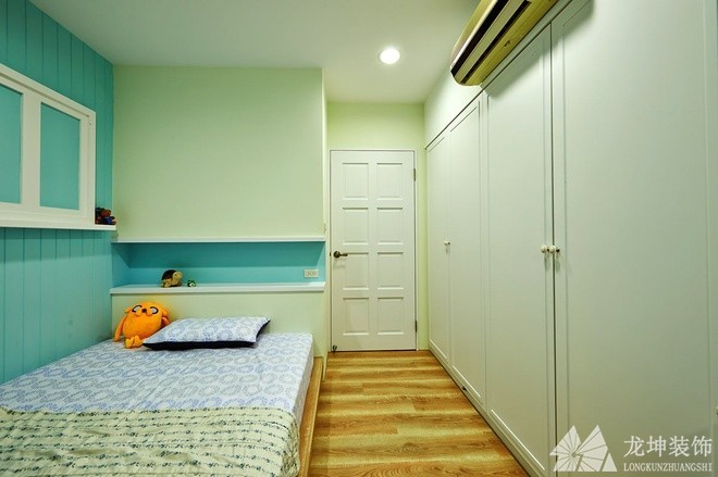 清爽原木田园风格120平米三居室卧室背景墙装修效果图