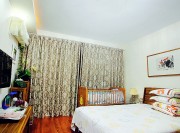 简约清新田园风格100平米三居室卧室窗帘装修效果图