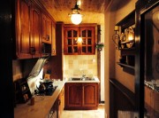 复古休闲地中海风格60平米一居室厨房橱柜装修效果图