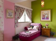 紫色浪漫田园风格85平米二居室儿童房背景墙装修效果图