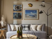 清爽海面北欧风格90平米二居室客厅背景墙装修效果图