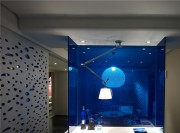 蓝色魅力简约风格90平米二居室书房背景墙装修效果图