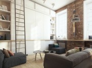 现代舒适北欧风格90平米复式loft客厅背景墙装修效果图