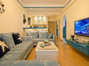 清爽淡雅地中海风格90平米二居室客厅吊顶装修效果图