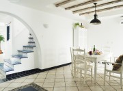 白色温馨地中海风格90平米二居室餐厅吊顶装修效果图