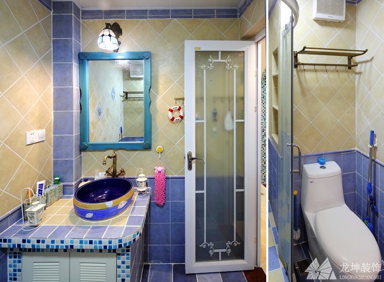 温馨梦幻地中海风格95平米二居室卫生间浴室柜装修效果图