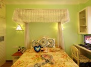 温馨梦幻地中海风格95平米二居室卧室背景墙装修效果图