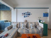 温馨梦幻地中海风格95平米二居室客厅背景墙装修效果图
