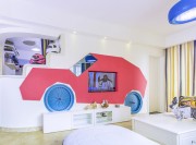 彩色雅致地中海风格140平米三居室客厅电视背景墙装修效果图