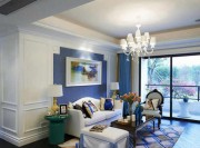 朴实精致地中海风格130平米三居室客厅背景墙装修效果图