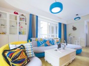 彩色雅致地中海风格140平米三居室客厅背景墙装修效果图