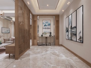 新中式风格130平三居室装修效果图