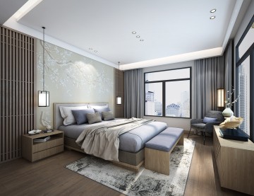 新中式风格130平三居室装修效果图