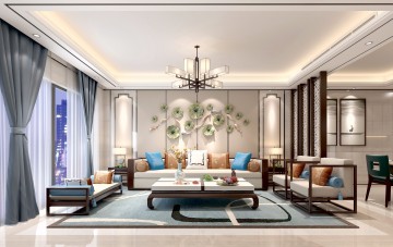 新中式奢华风格140平四居室装修效果图
